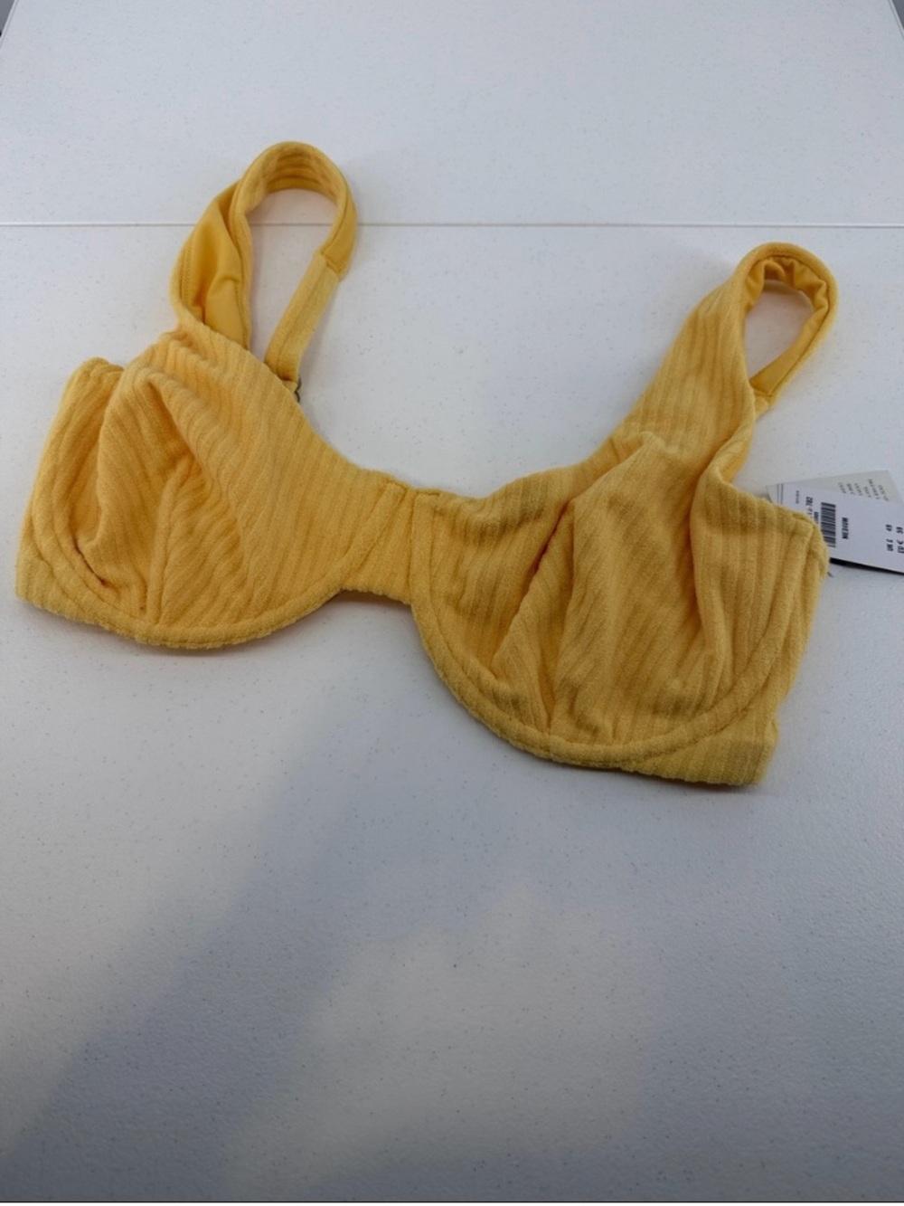 Abercrombie & Fitch Curve Love Bikini Terry Cloth Ribbed Top Yellow